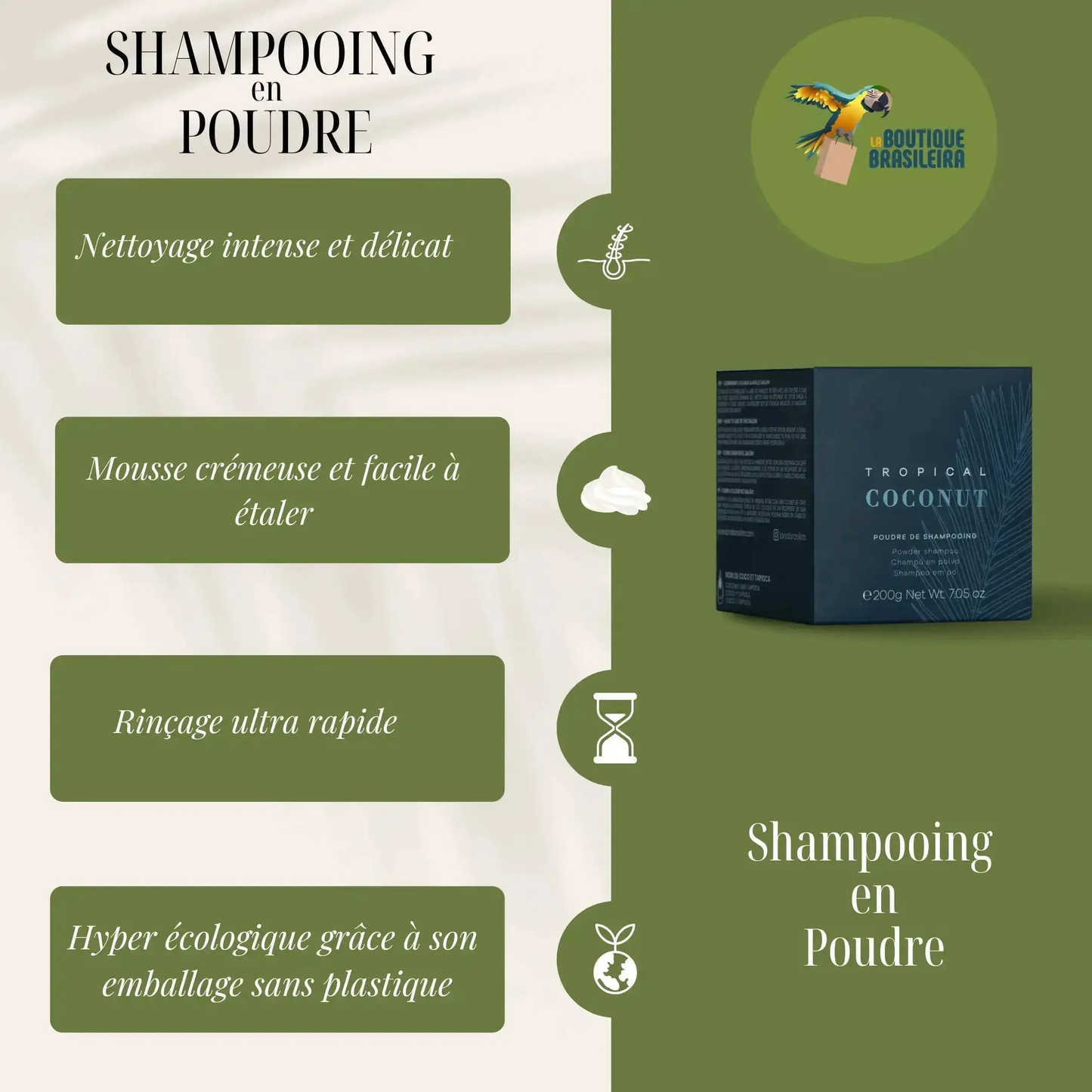 Shampooing en Poudre Tropical Coconut 200 g – Lana Brasiles